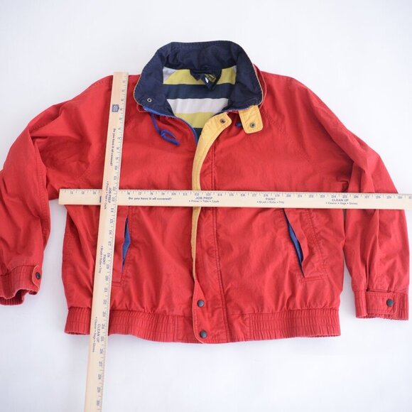 VTG Lewritter Beverly Hills Red Yellow Zip Up W/ Stowaway Hood Aviator Jacket M - Picture 3 of 13
